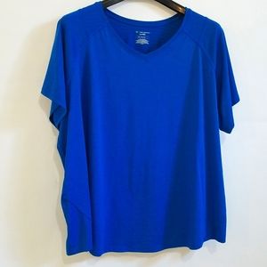 Womens Plus Size 2X Tek Gear Dri Fit Short Sleeve Shirt Blue